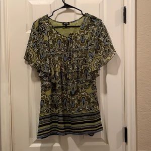 Batwing ruffle sleeve blouse